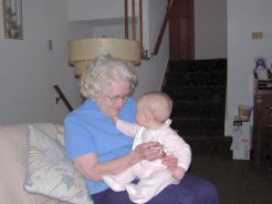 Rebecca with Great Grandma in Minnesota