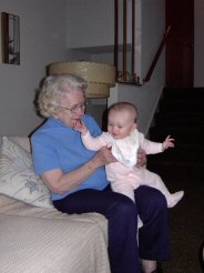 Rebecca with Great Grandma in Minnesota