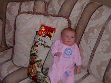 Rebecca with her Christmas stocking