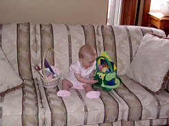 Rebecca with Easter baskets