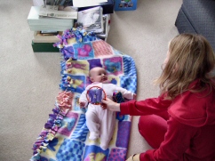 Mom and Rebecca - Christmas morning